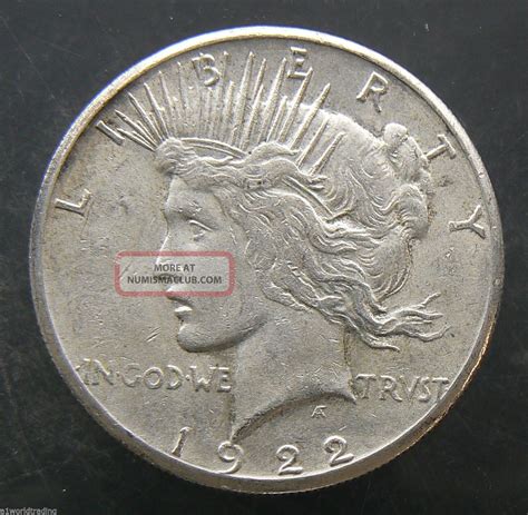 1922 - S Peace Liberty Silver One Dollar Coin
