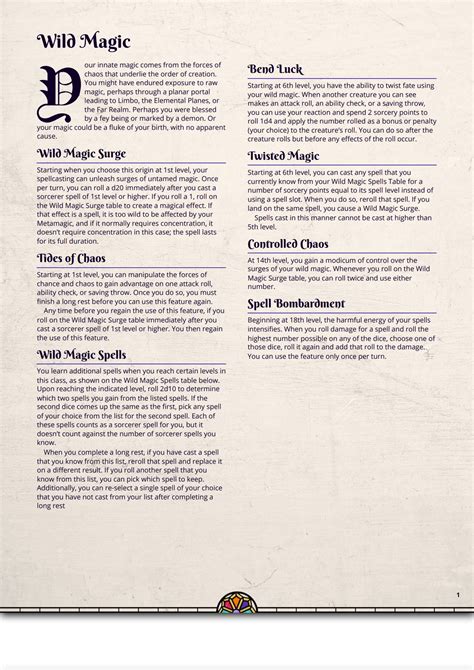 Wild Magic Table Dnd 5e | Cabinets Matttroy