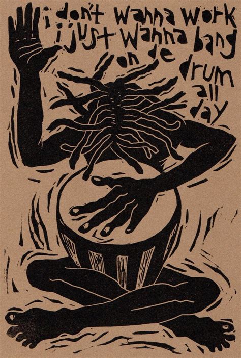 Bang the Drum Original Block Print - Etsy | Black art painting ...