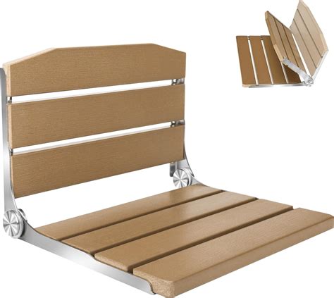 Amazon.com: Folding Shower Seat Wall Mounted Shower Bench Teak Folding ...