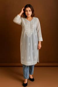 Cotton Chikankari Kurti - Buy Cotton Chikankari Kurti online at Best ...