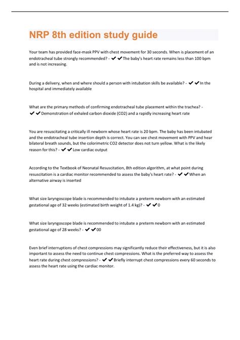 NRP 8th edition study guide Rated 100% Correct!! - NRP 8th edition ...