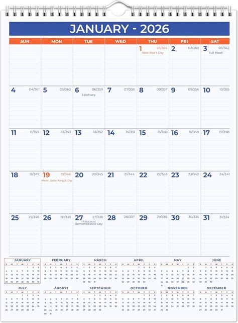 2026 Wall Calendar - January 2026 - December 2026, 12 Monthly Hanging ...