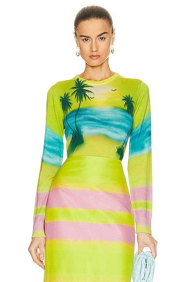 Brandon Maxwell Jersey Knit Printed Top in Sunset Lilac & Primrose | FWRD