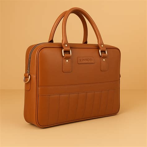 Branded Brown Vegan Leather Laptop Bag - 50% Off At Kinnoti