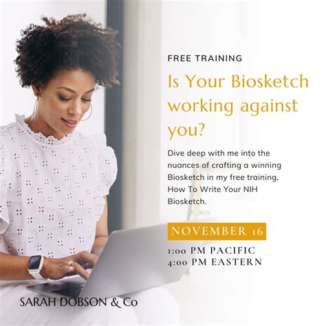 Free NIH Biosketch masterclass | Sarah Dobson