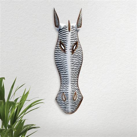 Buy Corsica Magnolia Wooden Zebra Mask Wall Accent from Corsica by Home ...