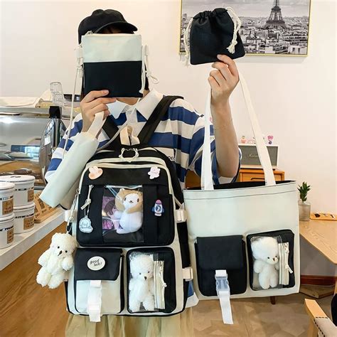 JQWSVE Kawaii Backpack with Pendants and Pins - 5Pcs Set India | Ubuy