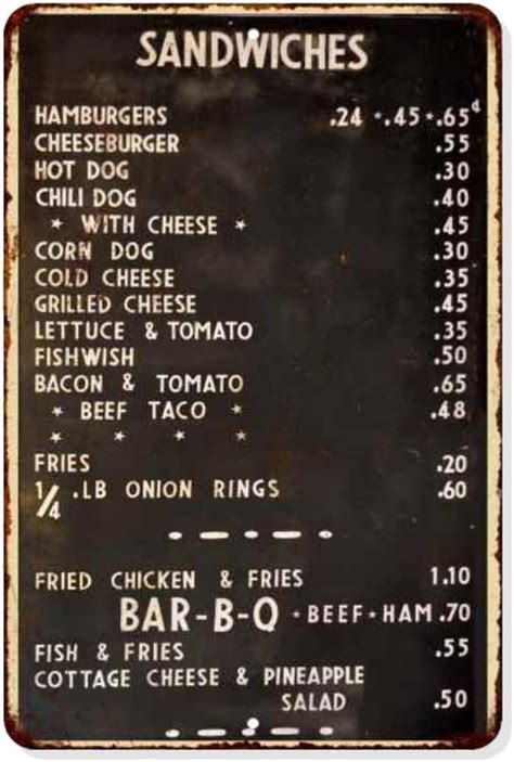 Buy 1940's Diner Menu Sign Restaurant Decor Diner Signs 50s Decoration ...