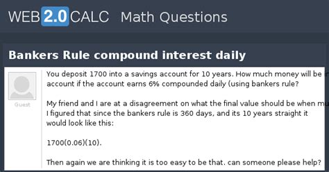 View question - Bankers Rule compound interest daily