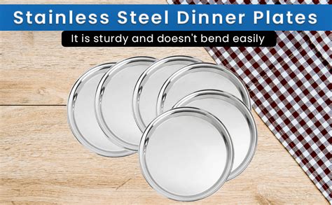 Kpro Stainless Steel Dinner Plates Set of 6 Pieces : Amazon.in: Home ...