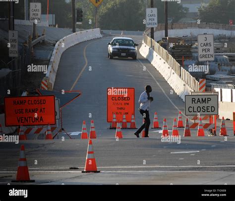 A California Highway Patrol vehicle enforces the closure of the ...
