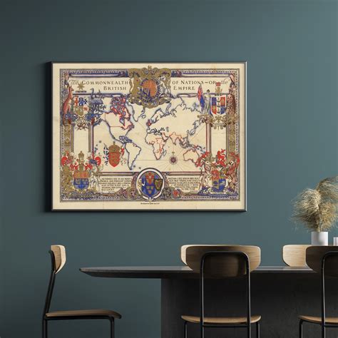 1937 the Commonwealth of British Empire, British Empire Commonwealth Vintage Map, British Empire ...
