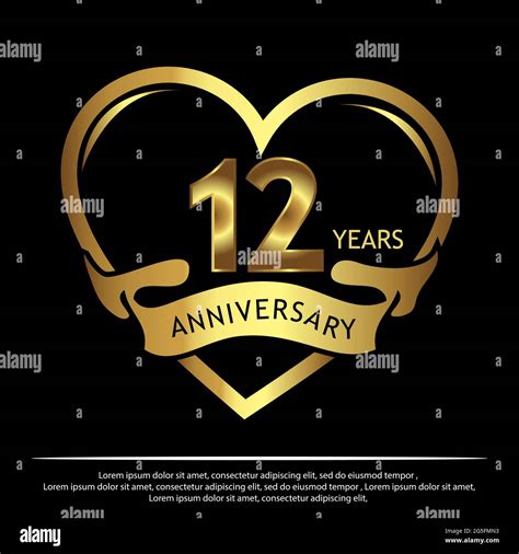 12 years anniversary golden. anniversary template design for web, game ...