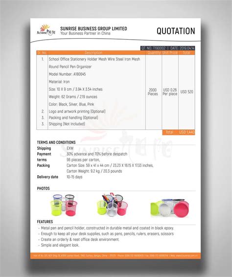 quotation template design | Freelancer