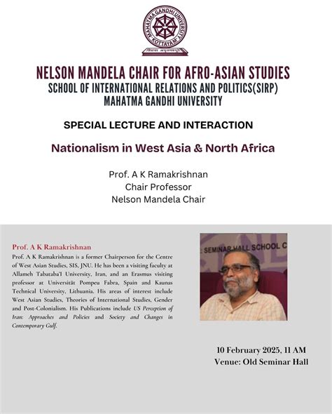 Nelson Mandela Chair for Afro-Asian Studies to host Lecture on ...