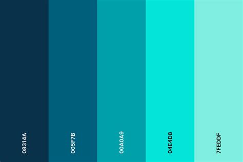 Teal and Turquoise Color Palette | Turquoise color palette, Teal color ...