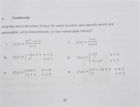 Solved Find the discontinuities (if any) for each function | Chegg.com