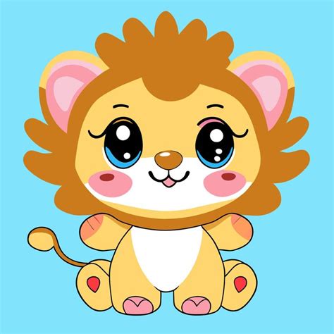 Schattige leeuw mascotte hand getekende cartoon sticker pictogram ...