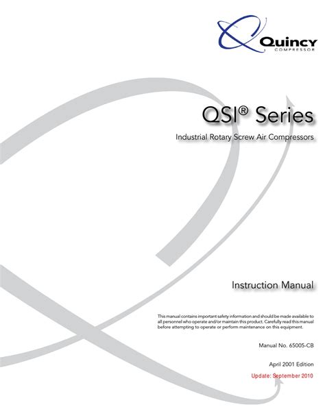 QUINCY COMPRESSOR QSI SERIES INSTRUCTION MANUAL Pdf Download | ManualsLib