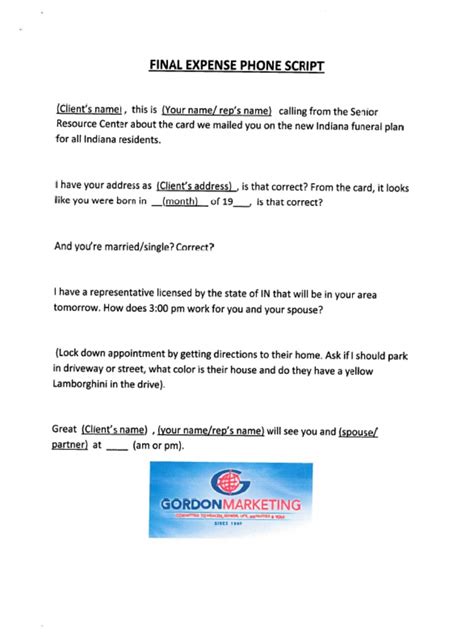 Image result for Final Expense Call Example