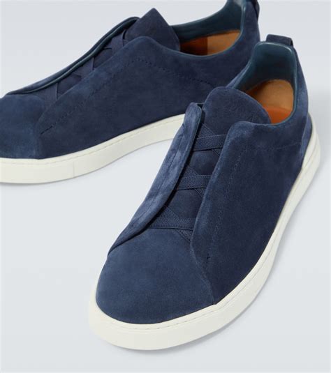 Triple Stitch suede sneakers in blue - Zegna | Mytheresa