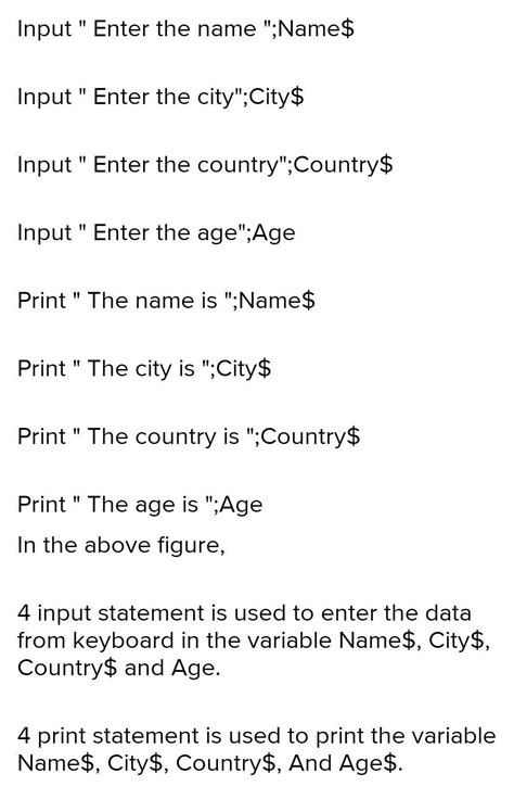 write a program in qbasic to accept to names and their ages.Compare ...