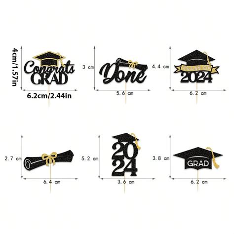 12pcs 2025 Graduation Cake Topper, Party Dessert Cake Insert Cards ...