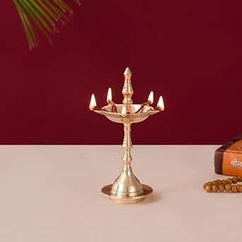 Buy DecorTwist® Brass Diya for Puja Room Kerala Diya Oil Lamp Vilakku ...