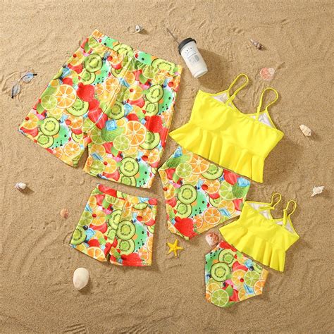 Family Matching Swimwear Fruit Print Bikini Family Bathing Suit ...