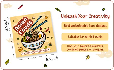 Buy Asian Foods Colouring Book For All Ages, Bold and Easy Designs ...