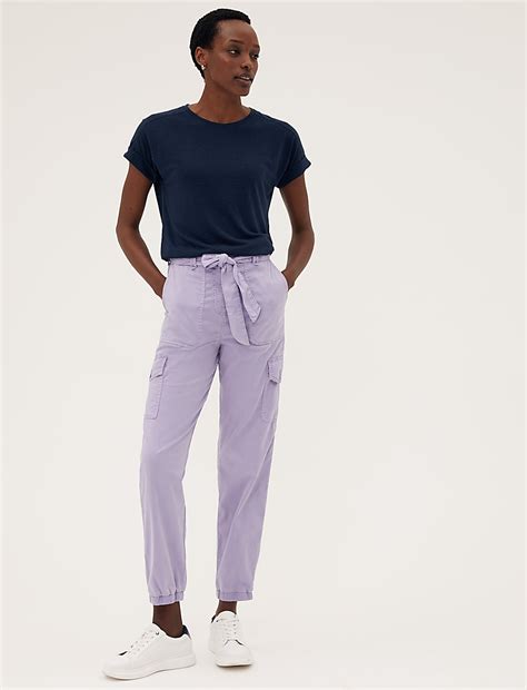 Buy Tencel™ Rich Cargo Tapered Trousers at Marks & Spencer