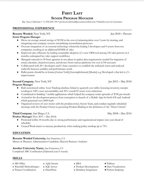 Program Manager Resume 的图像结果