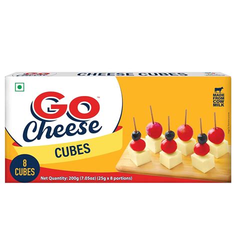 Go Cheese Processed Squares /Cubes Cheddar Cheese 200 g : Amazon.in ...