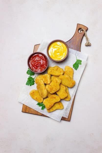 Chicken nuggets with two sauces. fast food. american food. | Premium Photo