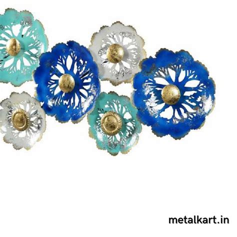 Metallic Blooming Blue Thematic Plates (40 x 20 Inches) - Punam Metalcrafts