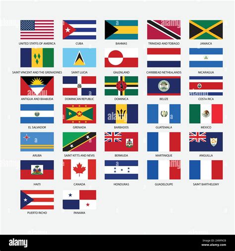 North America all country flags vector Stock Vector Image & Art - Alamy
