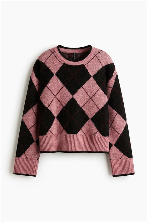 Women's Pink/argyle Jacquard-Knit Sweater | H&M CA