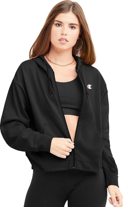 Champion Women's Zip-Up Hoodie, Logo Black • Price