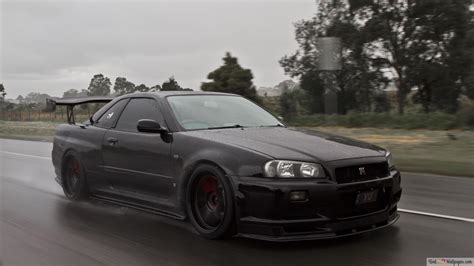 Black nissan skyline gt-r r34 speed test 4K wallpaper download