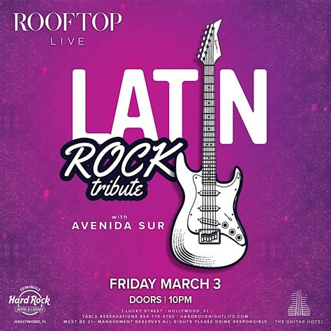 Latin Rock Tribute by AVENIDA SUR Friday March 3rd @ La Terraza Rooftop ...