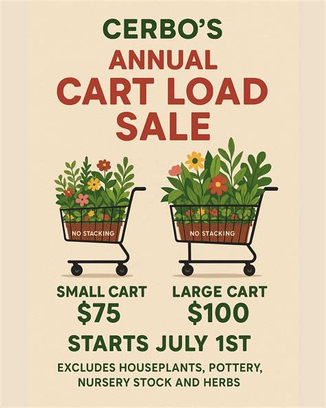 Cerbo's Parsippany Greenhouse | 🚨 Cart Load Sale starts TOMORROW! 🚨 🛒 ...