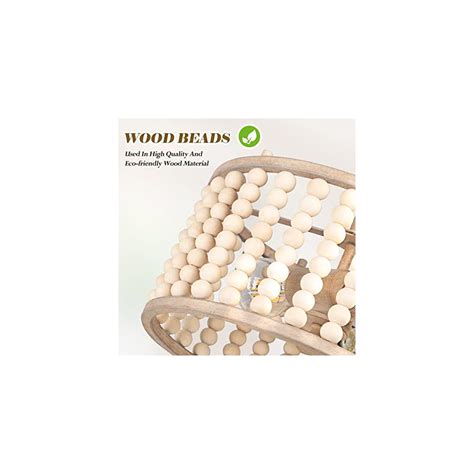 Buy Frelii Wood Beaded Boho Ceiling Light Fixture - Vintage Semi Flush ...