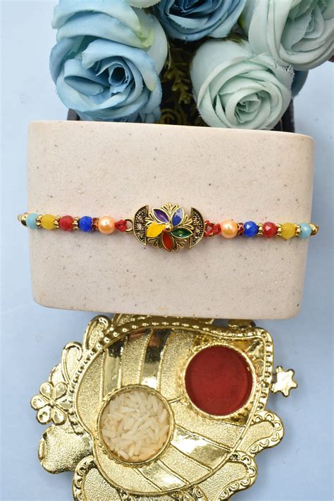 Unique Pattern Designer Meenakari Rakhi1 Rakhi Made from Cotton Threds ...
