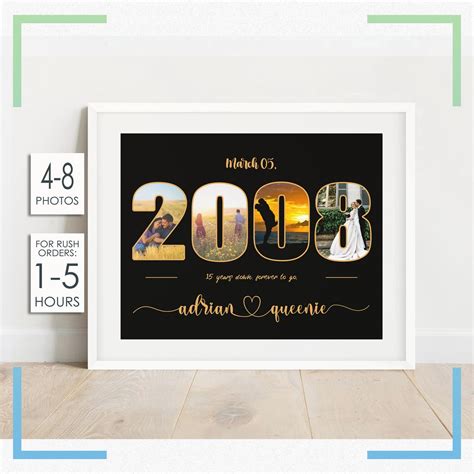 15th Anniversary Gift, Custom Photo Collage, Fifteenth Year Anniversary ...