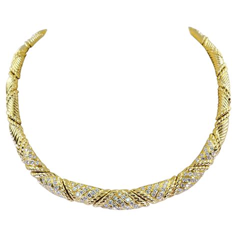 HERMES Diamond H Yellow Gold Link Necklace at 1stDibs | hermes h ...