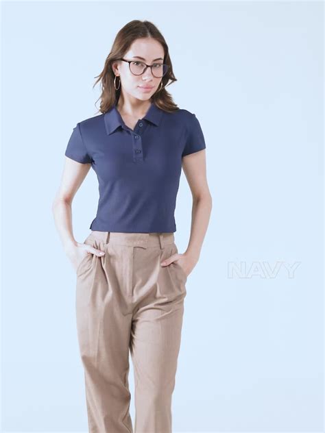 Navy Techpique Cropped Polo | Breathable & Polished – Cava – CAVA ...