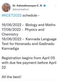 KCET 2022 registration begins today at kea.kar.nic.in; Check dates ...