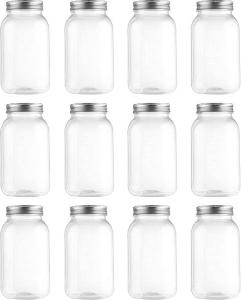 Amazon.com: novelinks 32 oz Mason Jars with Plastic Lids, 12 Pack Large ...