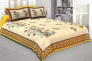 JaipurFabric Traditional Jaipuri Print Cotton Queen Size Double Bed ...